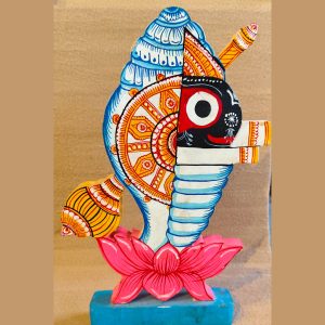 "Divine Fusion" – Handcrafted Pattachitra Shankha & Jagannath Showpiece