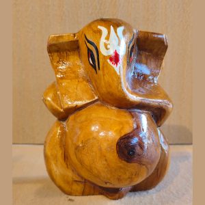 Hand-Carved Wooden Baby Ganesha Figurine