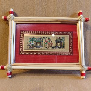 Warli Art Framed Painting on a Handcrafted Bamboo Frame