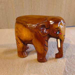 Hand-Carved Wooden Elephant Figurine