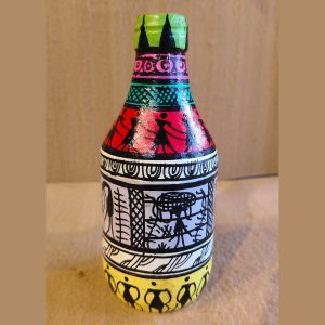 Hand-Painted Warli Art Decorative Bottle