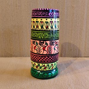 Hand-Painted Warli and Folk Art Decorative Bottle