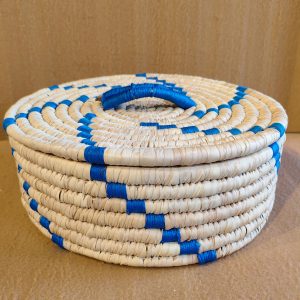 Hand-Woven Natural Fiber Lidded Basket
