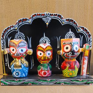 Hand-Painted Wooden Jagannath, Balabhadra & Subhadra Set