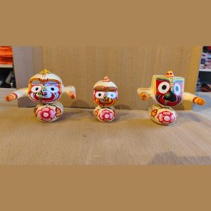 Hand-Painted Wooden Jagannath, Balabhadra & Subhadra Set