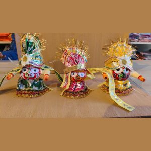 Hand-Decorated Wooden Jagannath Idol Set
