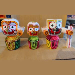 Hand-Painted Wooden Jagannath Idol Set