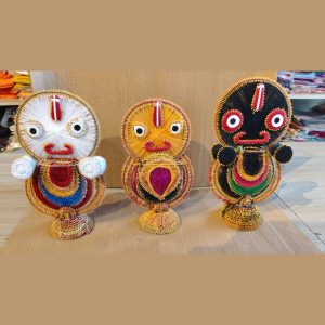 Handcrafted Coiled Jagannath Idol Set from Natural Fibers