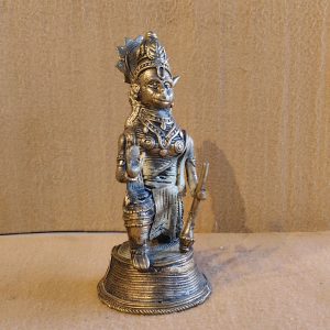 Brass Hindu Deity Figurine or Vintage Metal Statue of Hanuman