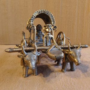 Vintage Brass Bullock Cart Figurine or Dhokra Art Tribal Bull Cart