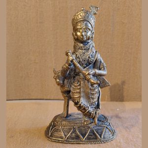 Vintage Brass Lord Krishna Figurine or Bronze Krishna with Flute Statue