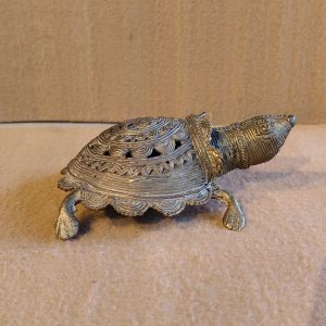 Vintage Brass Tortoise Incense Holder or Filigree Metal Turtle Figurine