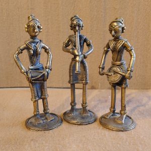 Dhokra Art Musician Figurines Set or Vintage Tribal Metal Musician Statues