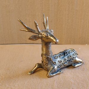 Vintage Brass Deer Figurine or Filigree Metal Reclining Deer Incense Burner