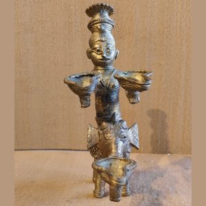 Vintage Brass Elephant Rider Lamp or Dhokra Art Ceremonial Elephant Figurine