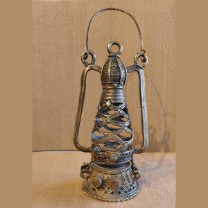 Vintage Brass Hurricane Lamp Figurine or Decorative Metal Lantern