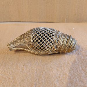 Vintage Brass Conch Shell Incense Burner or Filigree Metal Conch Figurine
