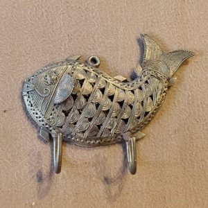 Vintage Brass Fish Wall Hook or Dhokra Art Tribal Fish Hanger