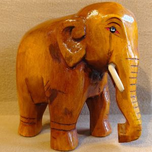 Hand-Carved Wooden Elephant Figurine