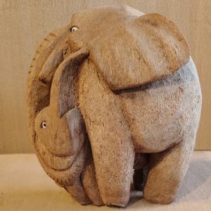 Hand-Carved Coconut Shell Elephant Sculpture