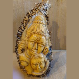 Hand-Carved Coconut Shell Shiva-Parvati Sculpture
